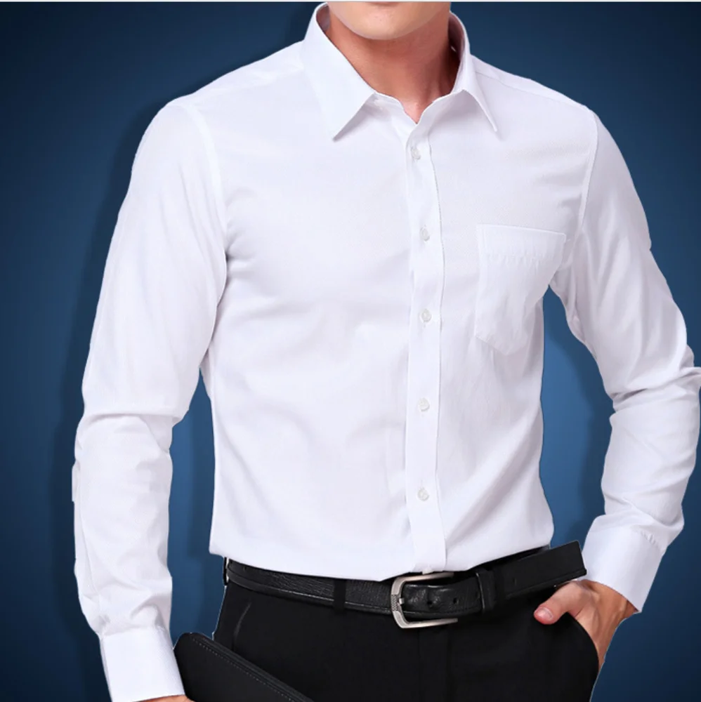 

New China 2019 Men Business Shirts Long Sleeve Men's Slim Shirt, White;blue;pink;black