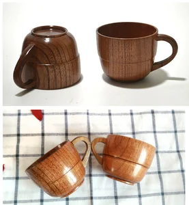 Image of HT200111 Wooden Cup Primitive Handmade Natural Wood Coffee Tea Beer Wine Juice Milk Hot Sale Novelty Beer Cup