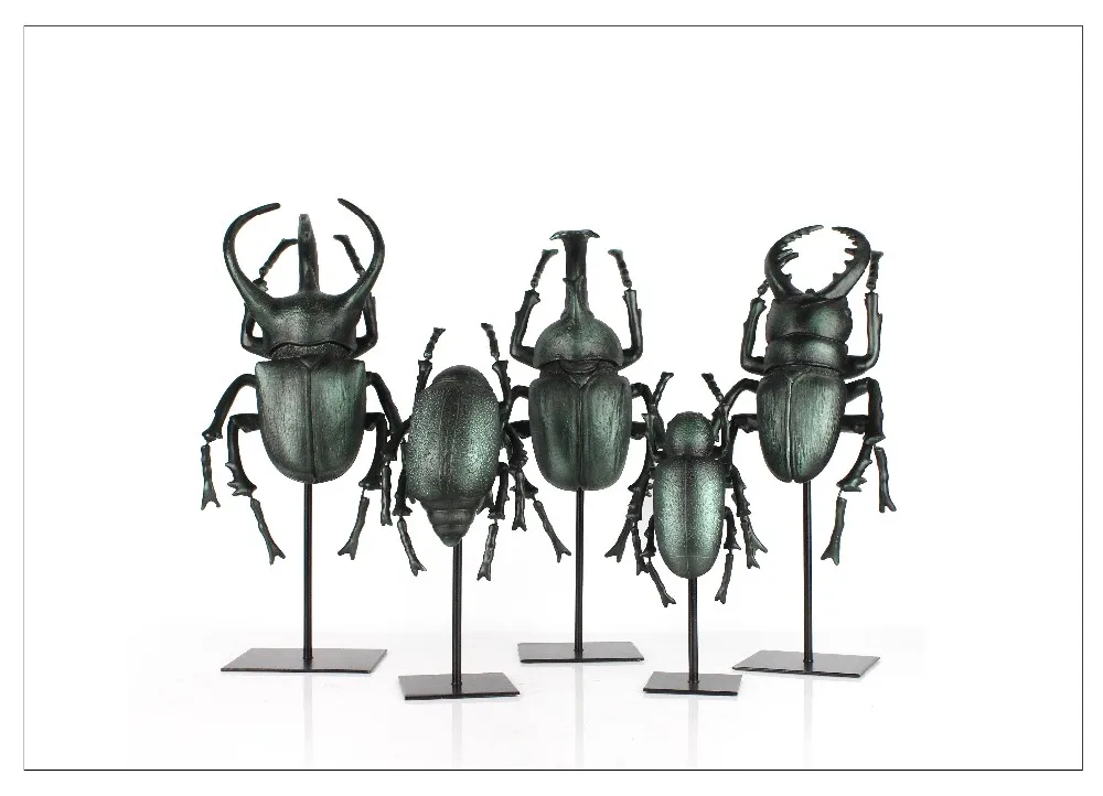 3D New Resin Beetles Sculpture Insect Home Decor with Metal Base Gifts details