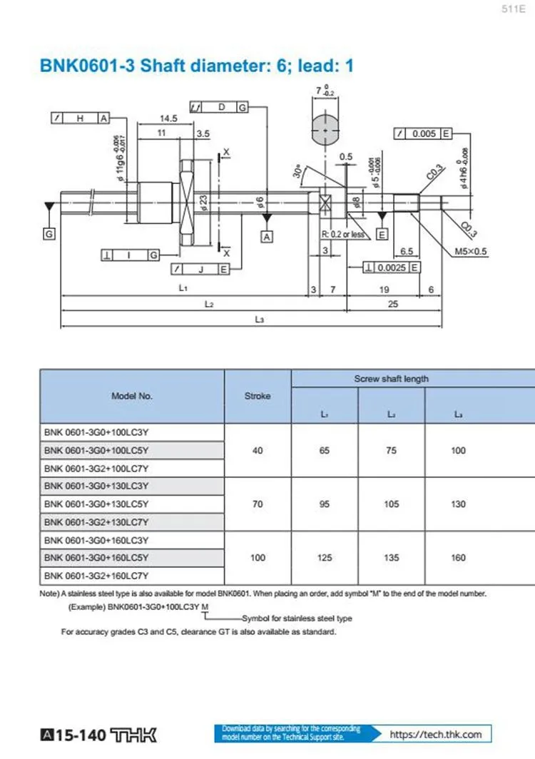Thk Precision Ball Screw Bnk0601 Bnk06013 Bnk06013g0 Bnk06013g2
