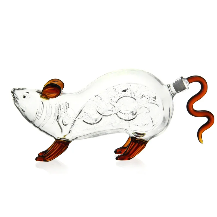 500 Ml Handmade Glass Tiger Shape Bottle Glass Animal Liquor Bottle For