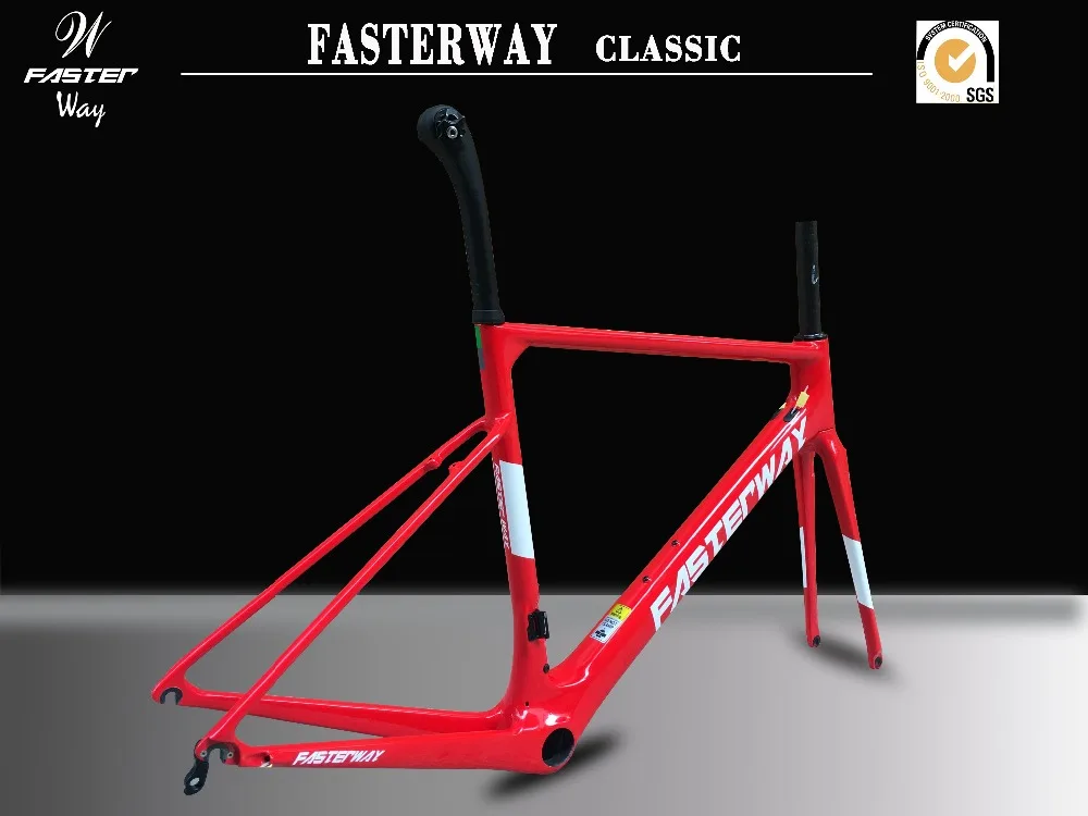 Sale taiwan brand FASTERWAY classic full red with the whtie decals super light carbon bike frame:Frameset+Seatpost+Fork+Clamp+Headset 5