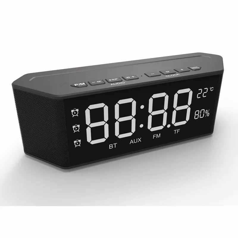 Ce Rohs Portable Bluetooth Speaker With Alarm Clock Fm Radio Tf Aux Mic ...