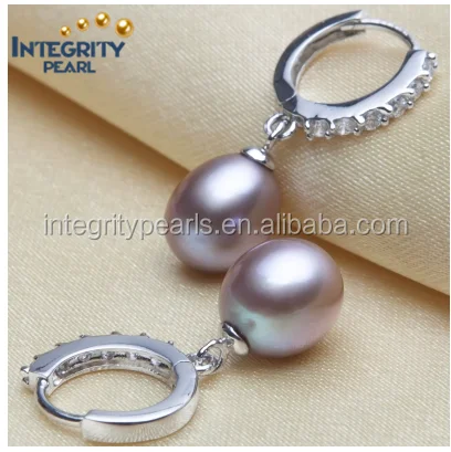 

9mm AAA drop purple pearl earring