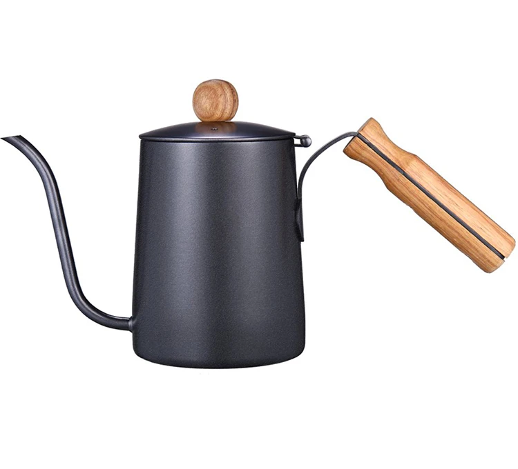 

Zero defects 600ml Gooseneck Tea Kettle Long Narrow Spout Coffee Maker spout design pot With Wooden Handle, Customized