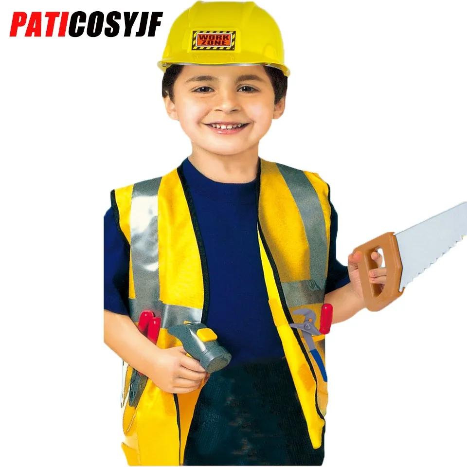 Halloween Role Play Outfits Construction Worker Costume With Toys Set ...
