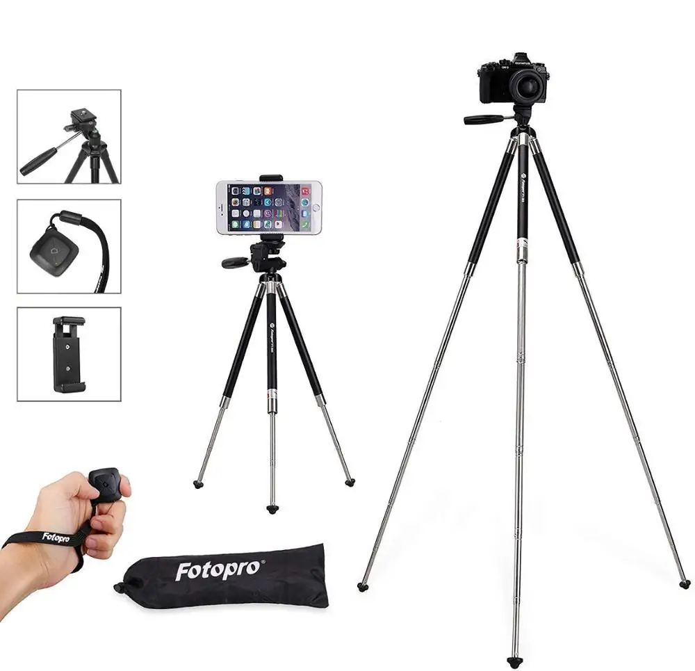 

Fotopro adjustable mobile video camera stand tripod holder for smartphone, Black/white/orange