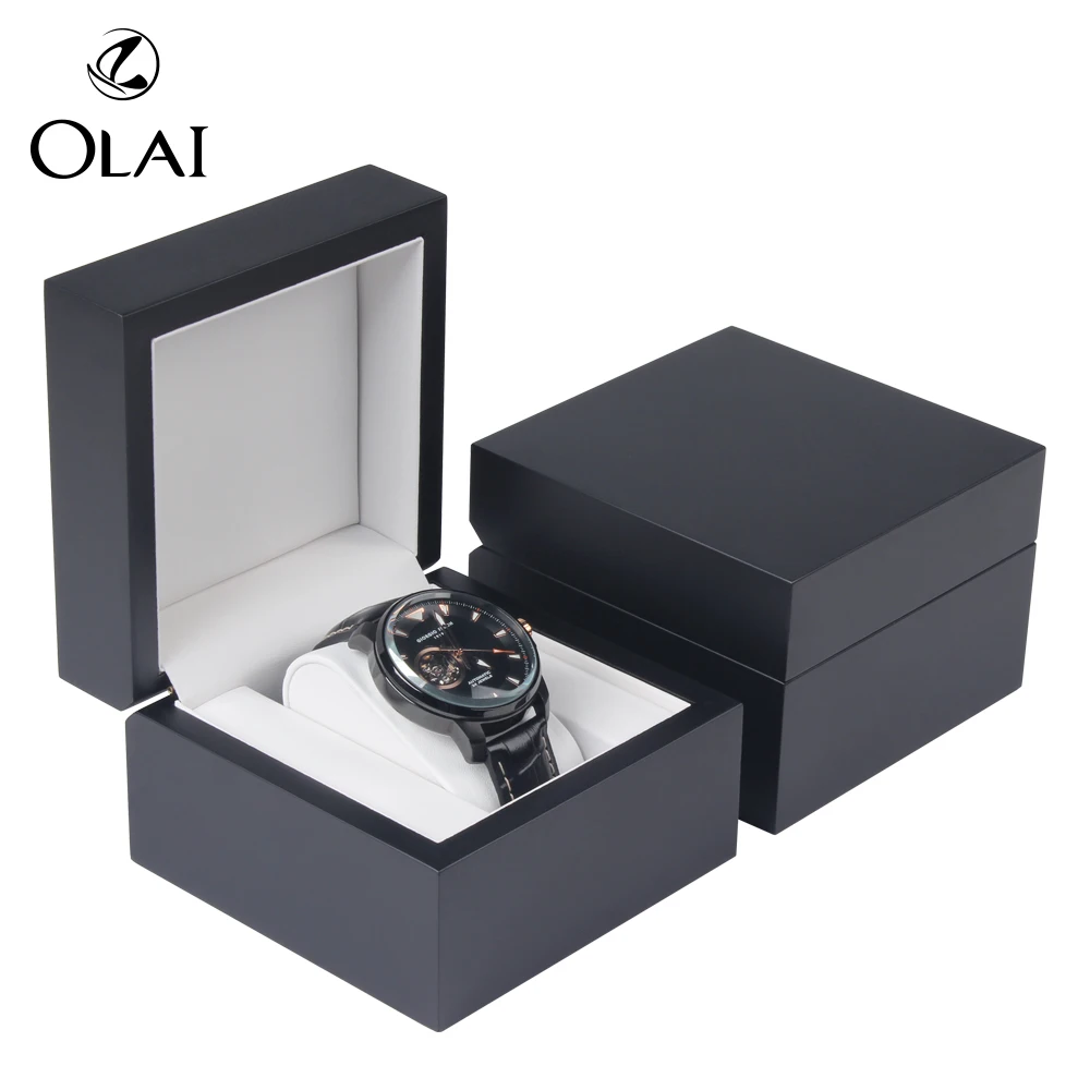 

Wholesale Luxury Black Matte Lacquer Gift Wooden Watch Box With Customized Logo,Wooden Watch Box in stock