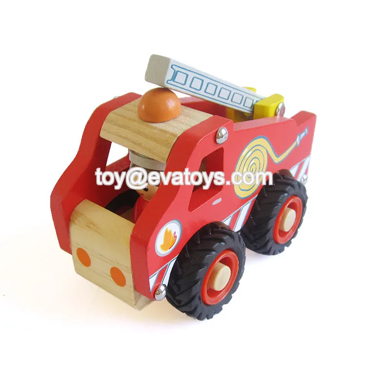 wooden fire truck toy