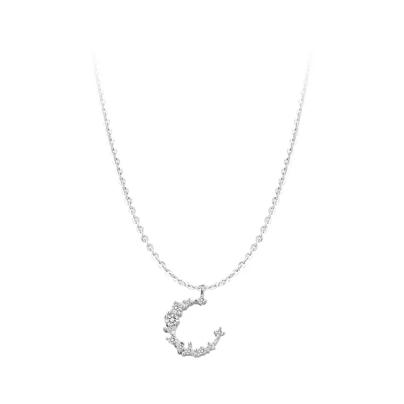 

Flash drill irregular crescent moon S925 silver clavicle Necklace, N/a