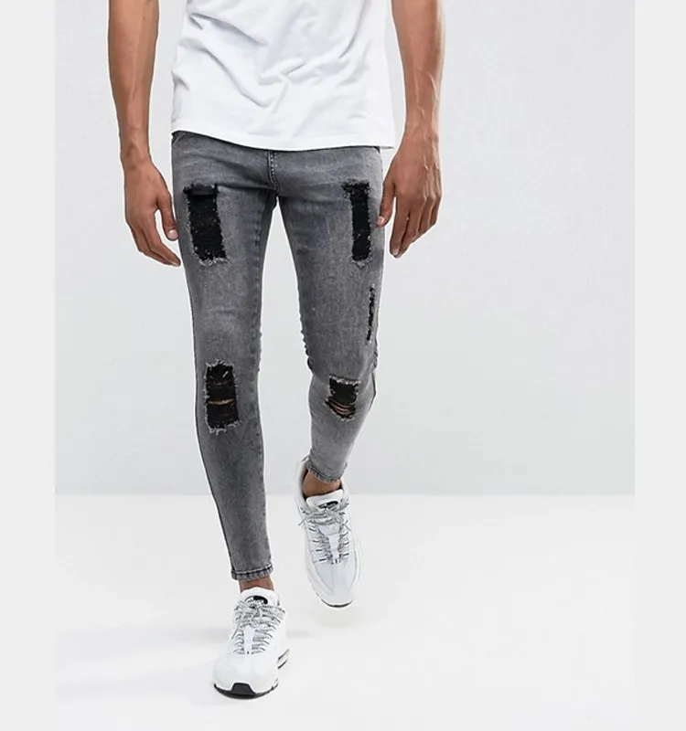 2018 High Quality Custom Distressed Denim Stretch Skinny Jeans Men ...