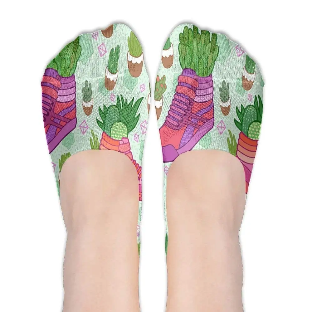 Mens athletic low cut Ankle sock Colored Cactus plants Short Comfort Sock