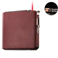 

618A Erkai automatic cigarette pack 18 with creative black sanding wind straight blunt lighter automatic cigarette case