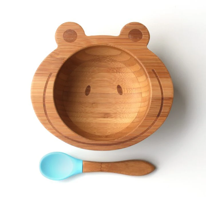 

Bamboo baby bowl with spoon set, Carbonized