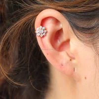 

925 sterling silver drop shipping flower ear cuff cute lovely girl women no piercing cuff earring
