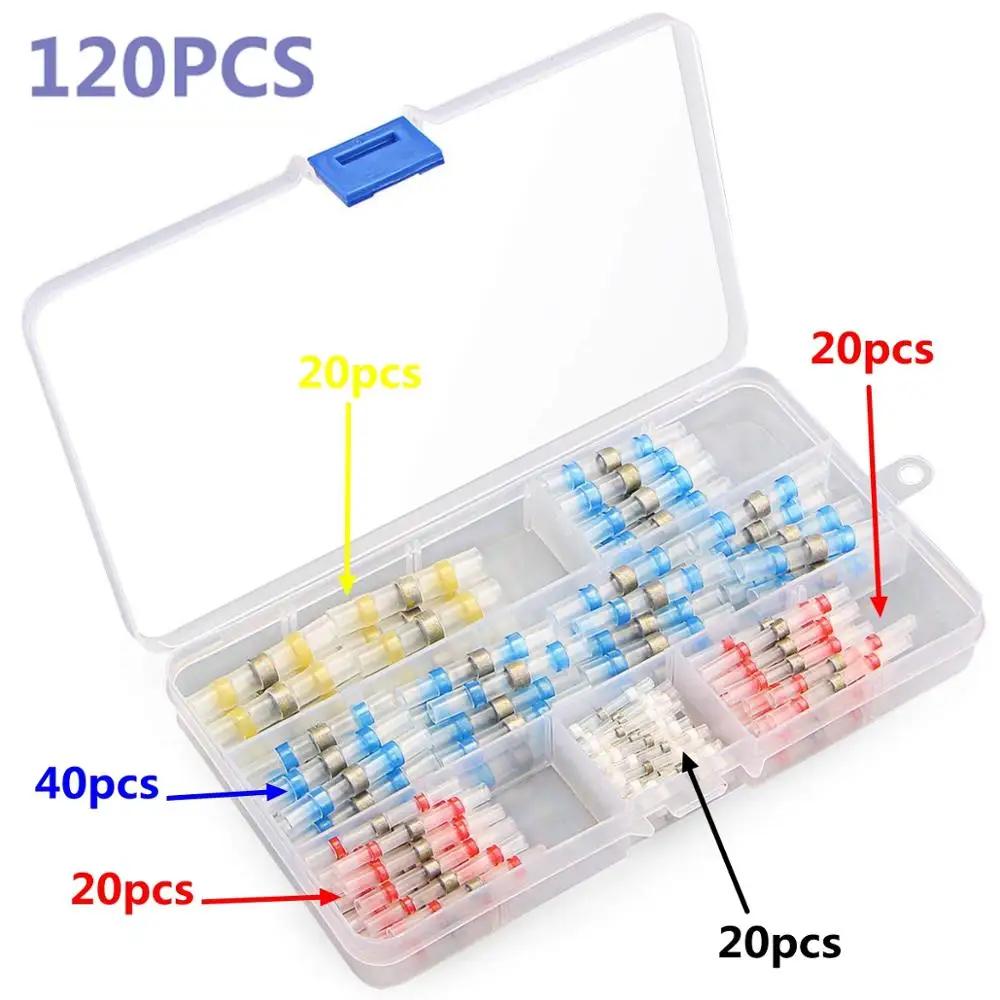 

Hampool 120PCS Waterproof Solder Seal Wire Connectors Solder Sleeve Heat Shrink Butt Connectors