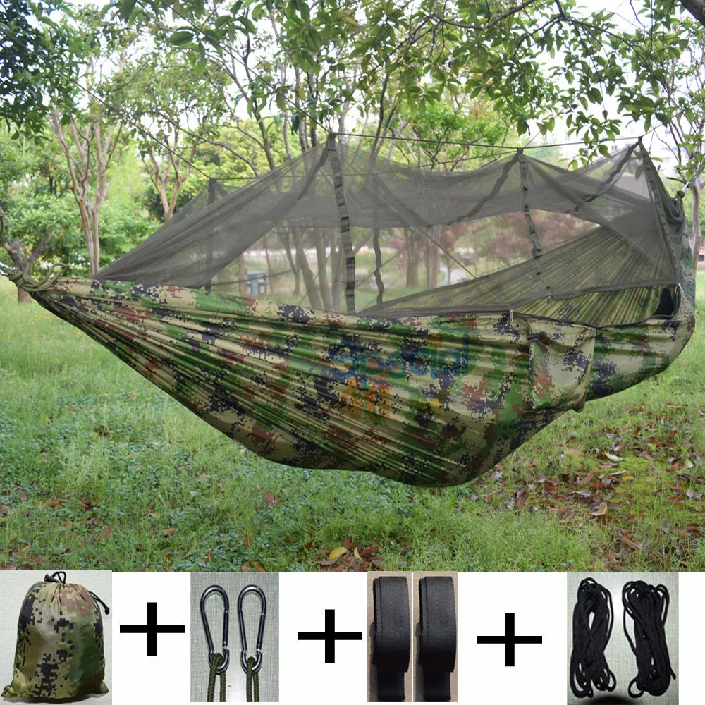 Ykww042 Outdoor Hanmock Colorful Striped Camping Hammock With Mosquito