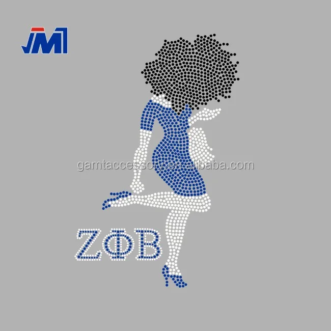 

Factory price Zeta Phi Beta Afro Girl Rhinestone Transfer Designs, Customized