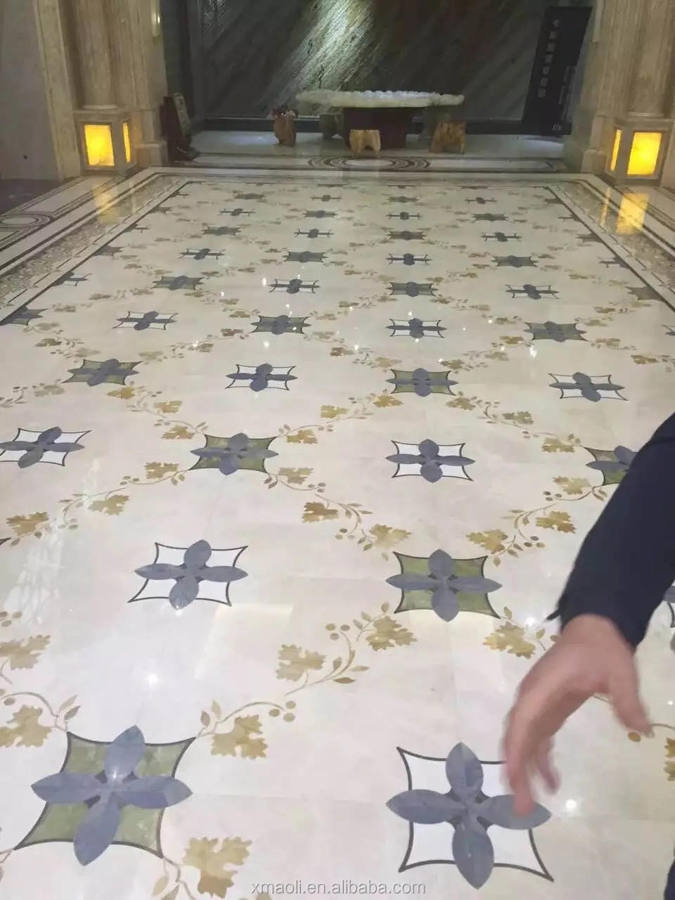 hotel lobby luxury decor water jet marble tiles floor decoration hotel lobby luxury decor water jet marble tiles floor decoration