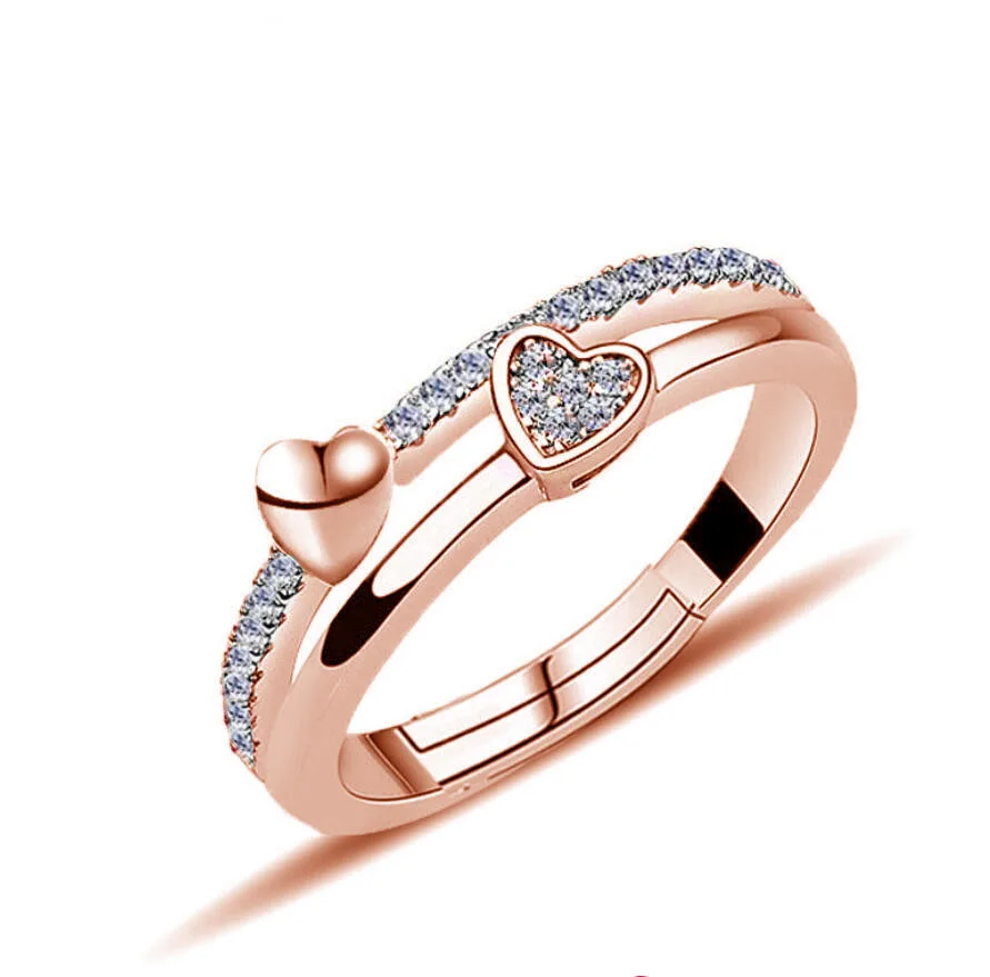 

Sweet and Lovely double heart ring Adjustable Ring