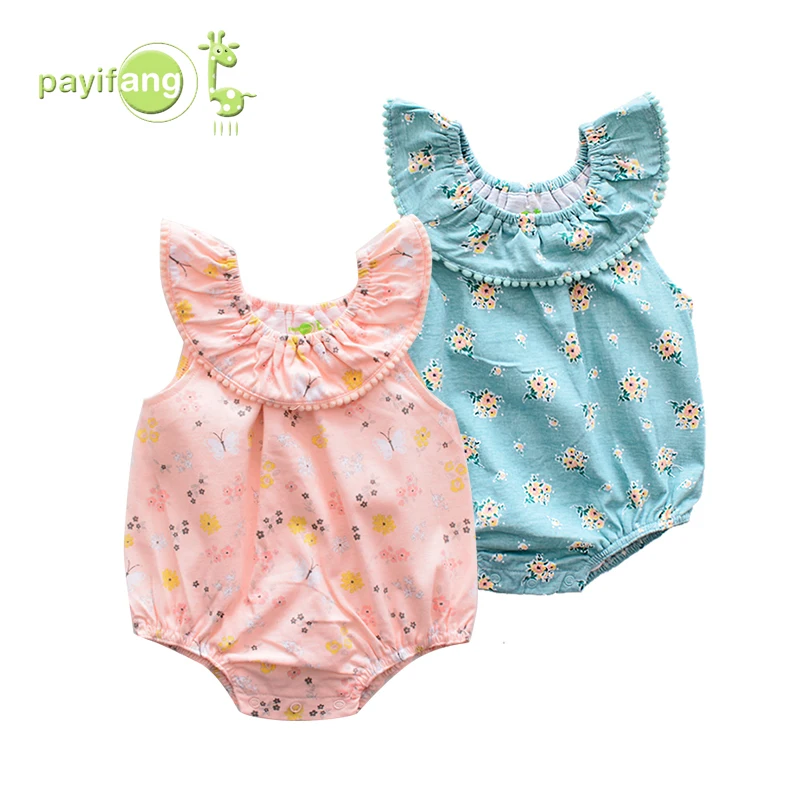 

wholesale fashion baby clothes triangle romper pa yi fang 0-24 month baby clothes Summer sleeveless baby clothes, Pink blue