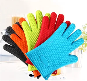 Image of silicone oven glove kitchen bbq grilling cooking gloves and silicone oven mitts