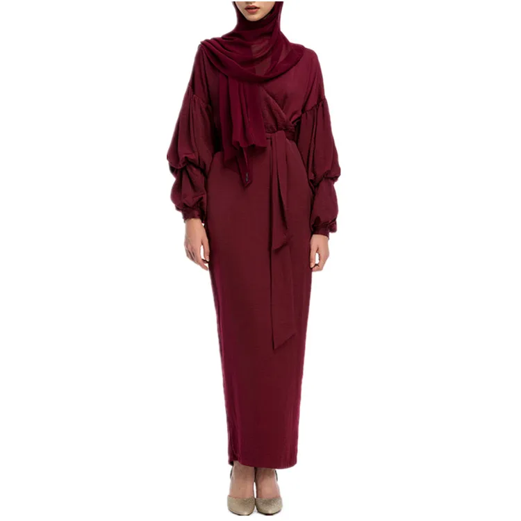 2019 Latest Islamic Clothing Fashion Puff Sleeve Soft Crepe Baju