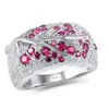 fashionable new design flower shaped rotating wedding rings jewelry women diamond glittering snowflake rings