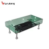 modern crystal plastic leg hot bending glass corner table for living room LCB43