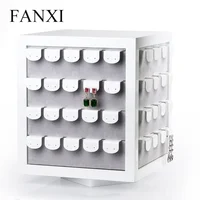 

FANXI Luxury Shop Counter Jewellery Organizer Lacquer Wood with Velvet Acrylic Earrings Pad Large Rotating Earring Display Stand