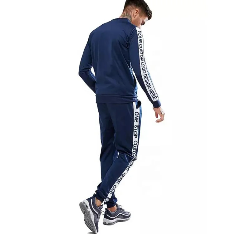 
Custom Latest Design Mens Slim Gym Training Plain Fitted Tracksuit 