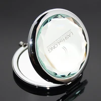 

Fashion Mini Compact Mirror Portable Lady Cosmetic Bling Crystal Metal Custom Laser Logo Pocket Folding Mirror