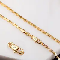 

18K Yellow gold filled chain necklace for men and women 2 MM 16-30 inch