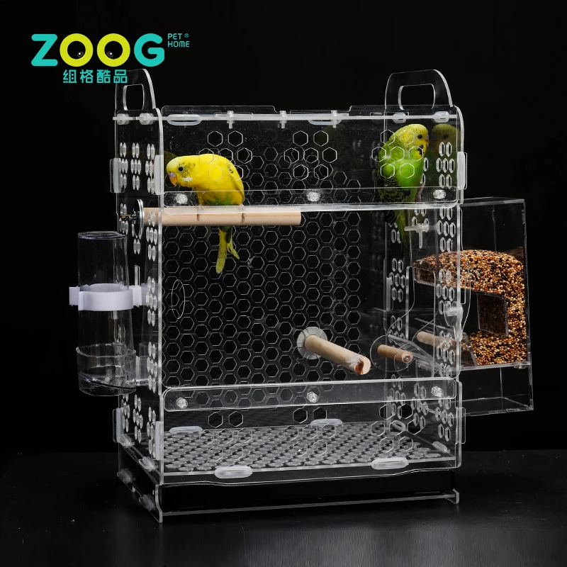 

Custom rectangle clear Acrylic Bird cage pet container for sale