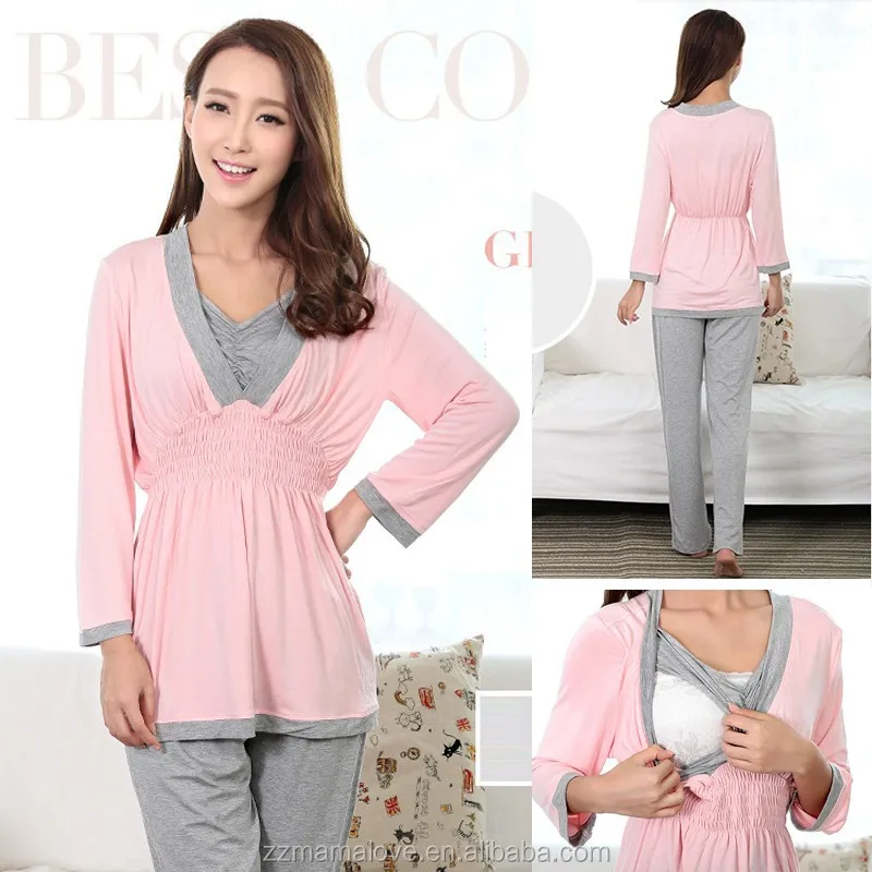 

Wholesale cotton patchwork Nursing long-sleeve sleepwear Breast feeding clothes Maternity Lounge spring and autumn M L XL XXL