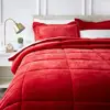 Red color micromink sherpa bedding comforter sets luxury