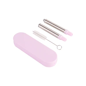 Image of Amazon Hot Sale Cups Silicone Reusable Metal Straw Customized Folding Straw Reusable Foldable Straws