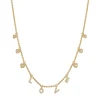 Miss Jewelry 18K Gold White Diamonds Love Dangle Drop Heart Necklace