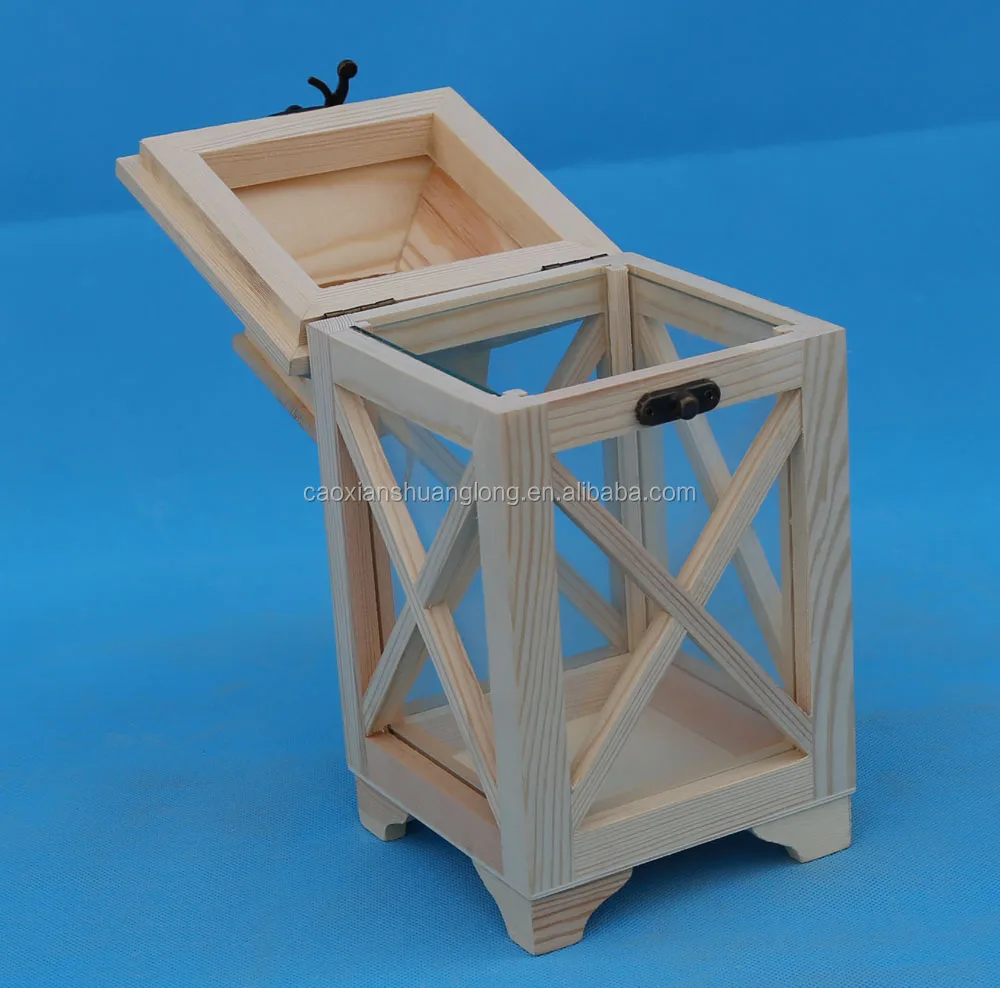 Unfinished Hinged Top Wooden Lantern Buy Natural Fantastic Craft Wood