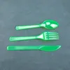 Clear transparent shiny disposable plastic flatware
