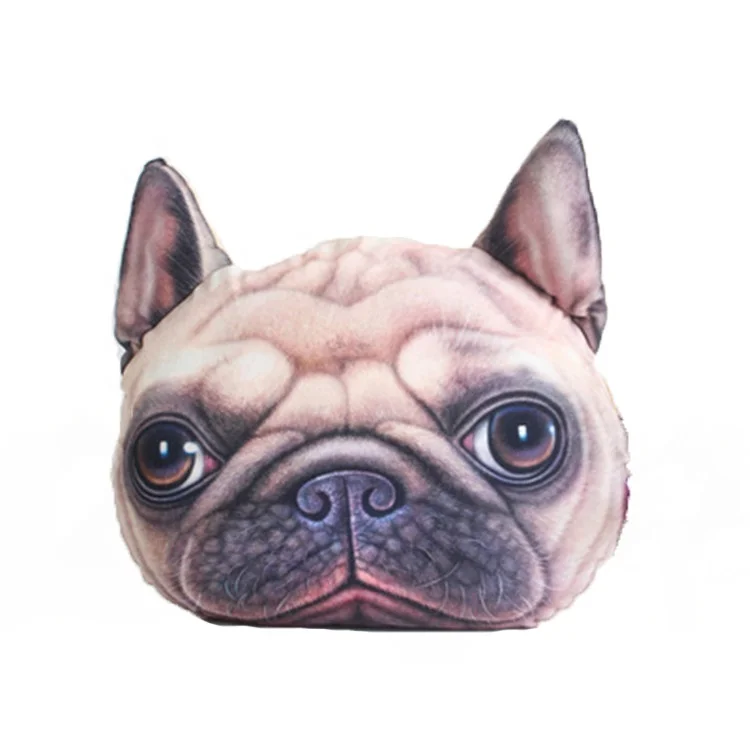 

Simulation 3D Printed Animal Dog Head Shaped Plush Toy Pillow for Kids, Customized color