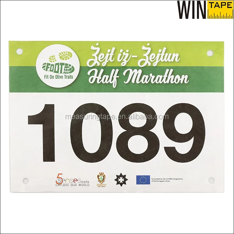 Custom Marathon Athlete Tyvek Bib Number With Free Safety Pins For ...
