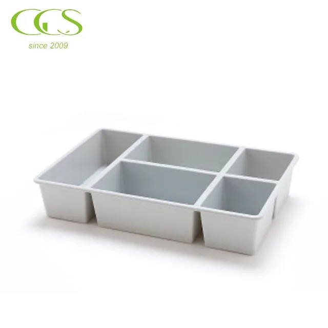 

5 Compartments drawer sorting box Houseware plastic Closet Dresser Drawer Divider Organizer drawer storage box organizer, White/green/blue/pink