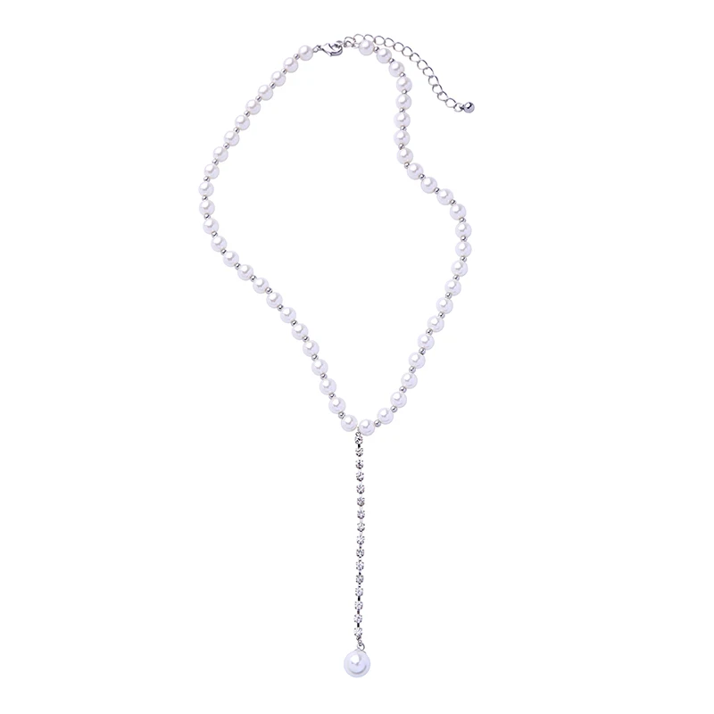 

xl00394c Fashion Spring Style Pearl Beaded Necklace Wedding Jewelry, White