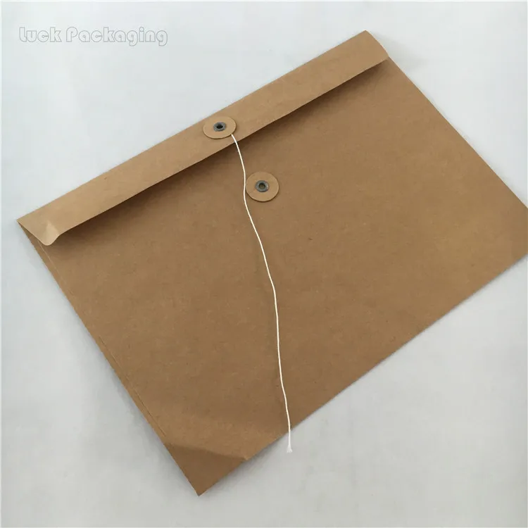 Custom A4 A5 A6 Size Colorful Printed Recycled Brown Kraft Paper Button String Tie Closure