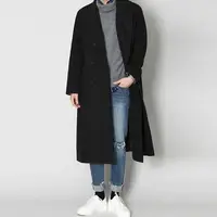 

New Winter Long Men's windbreaker jacket Wool Trench Coat