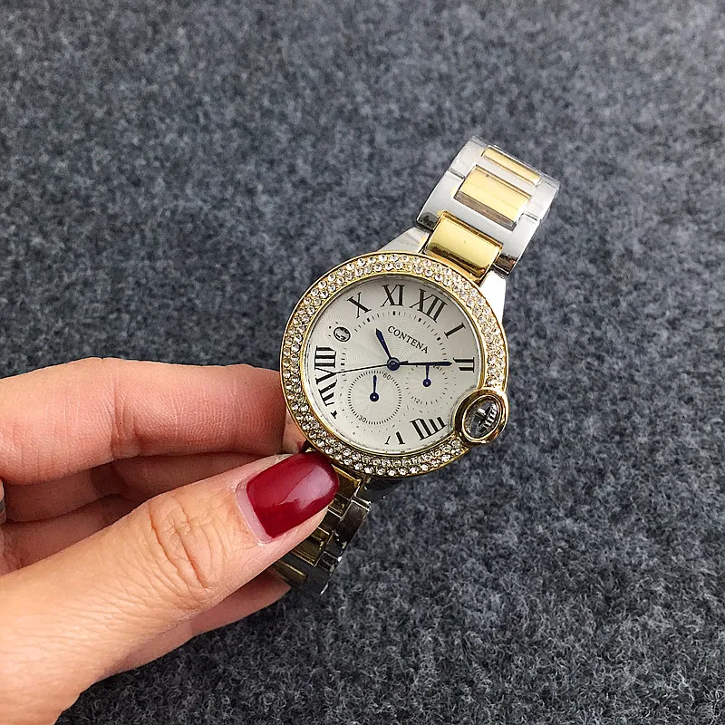 

2018 spring new diamond ladies fashion watch with a gold watch., White
