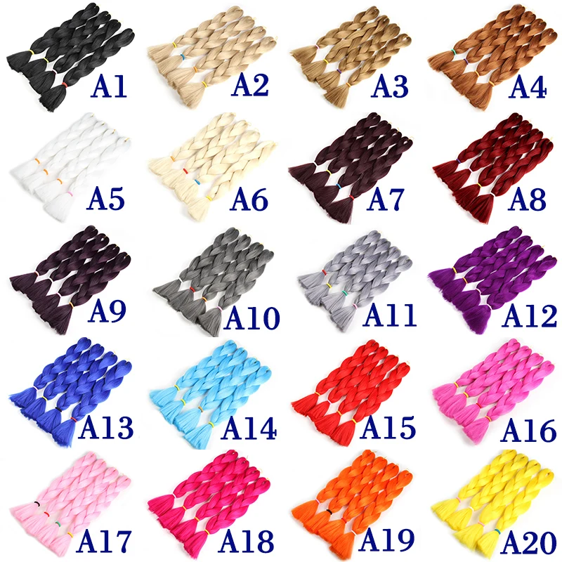 
24 Inch 80g Per Pieces Pure Color Kanekalon Jumbo Hair Braiding Best Quality High Temperature Fiber Crochet Braids Hair 