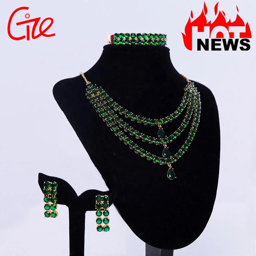 

hot sale African fashion gold plated cubic zircons wedding luxurious bridal women jewelry sets, User-defined