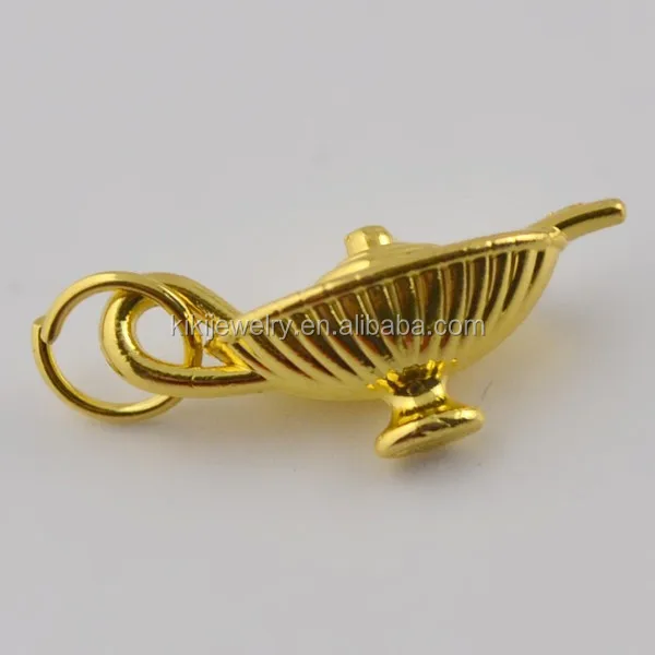 

Free shipping various color magic lamp aladdin with jump ring charm pendant, Gold silver